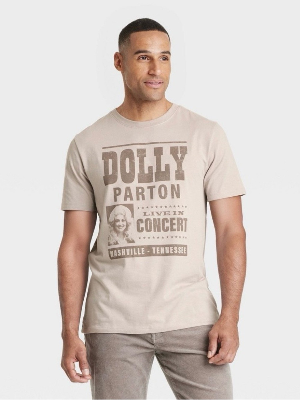 Dolly Parton Beige Graphic Concert Tee - Men's